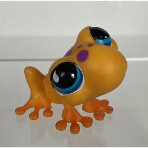 Littlest Pet Shop #874 Orange Frog With Purple Spots And Blue Sportiest LPS